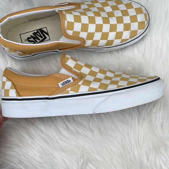 Yellow Checkered Slip On Vans - Picture 2 of 3